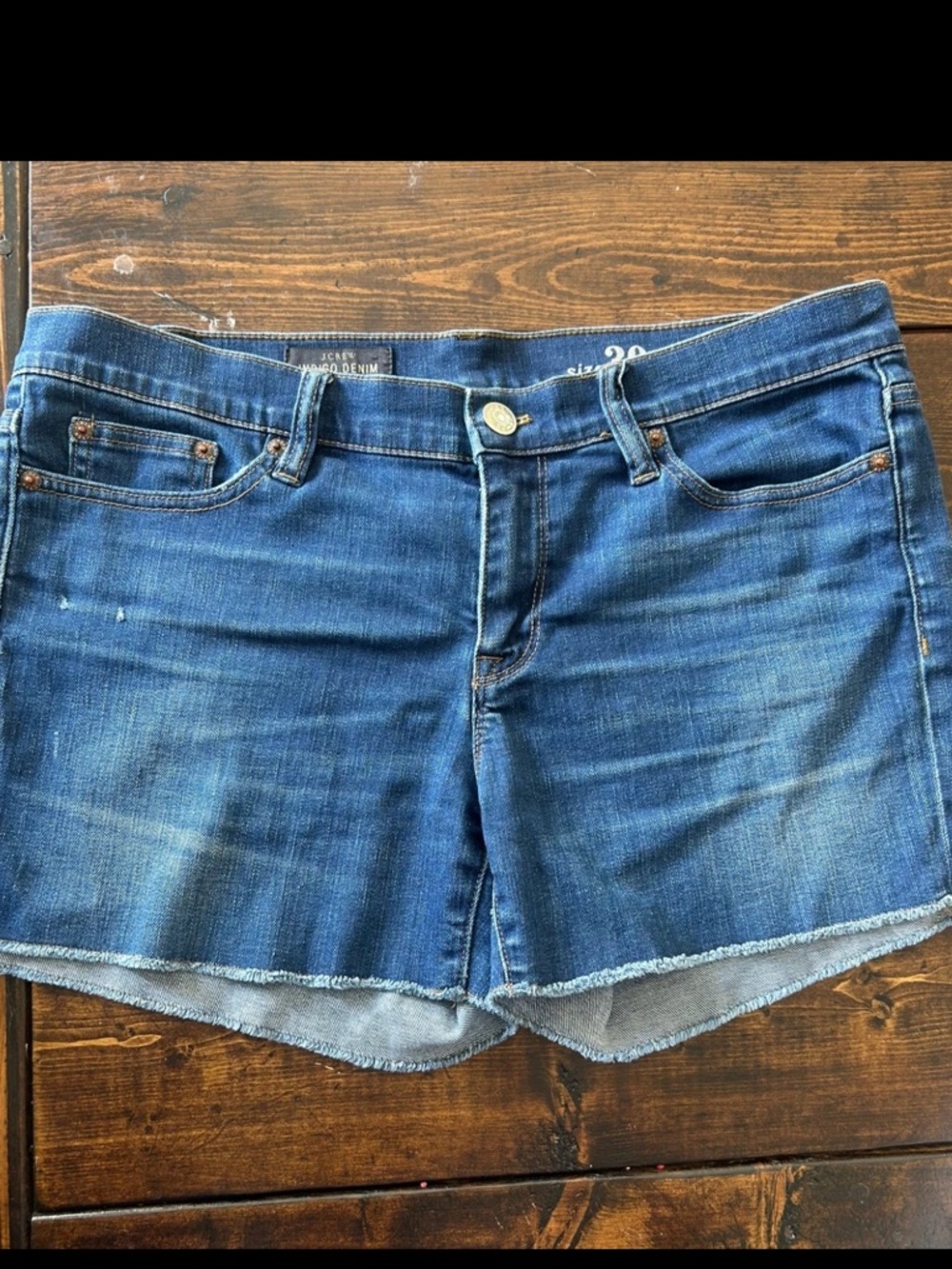 J. Crew Indigo Dark Blue Denim Cutoff Shorts Size 30